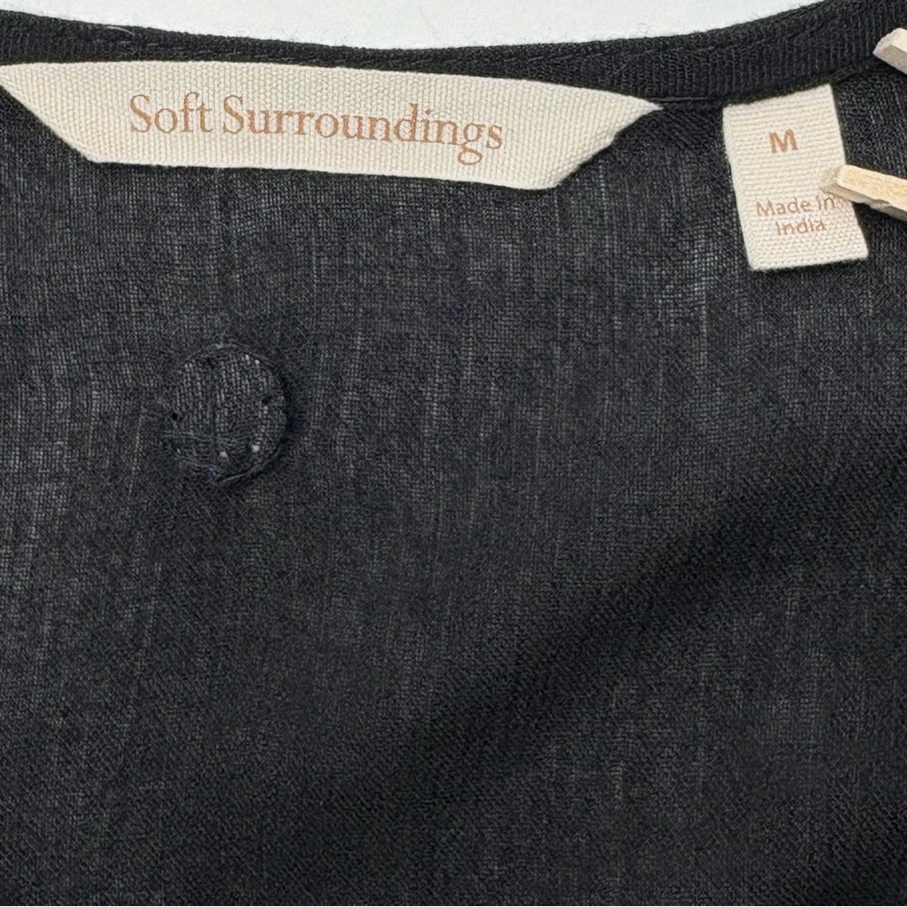Soft Surroundings Embellished Duster Kimono M Black 3/4 Sleeve Split Cuff Open - Picture 12 of 13